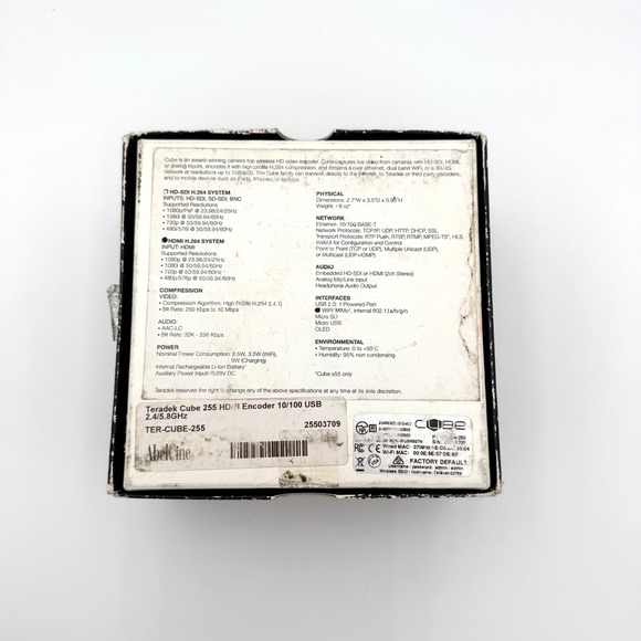 Teradek Cube 255 HD Encoder HDMI Wireless Video Streaming Cut The Cable - Picture 13 of 14